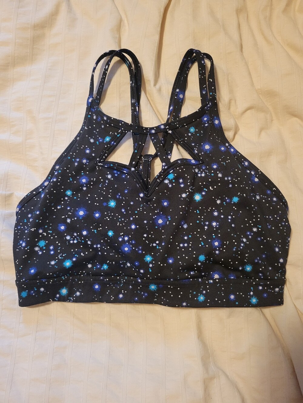 Victoria Secret Galaxy Print Cutout High Neck Sports Bra - Small